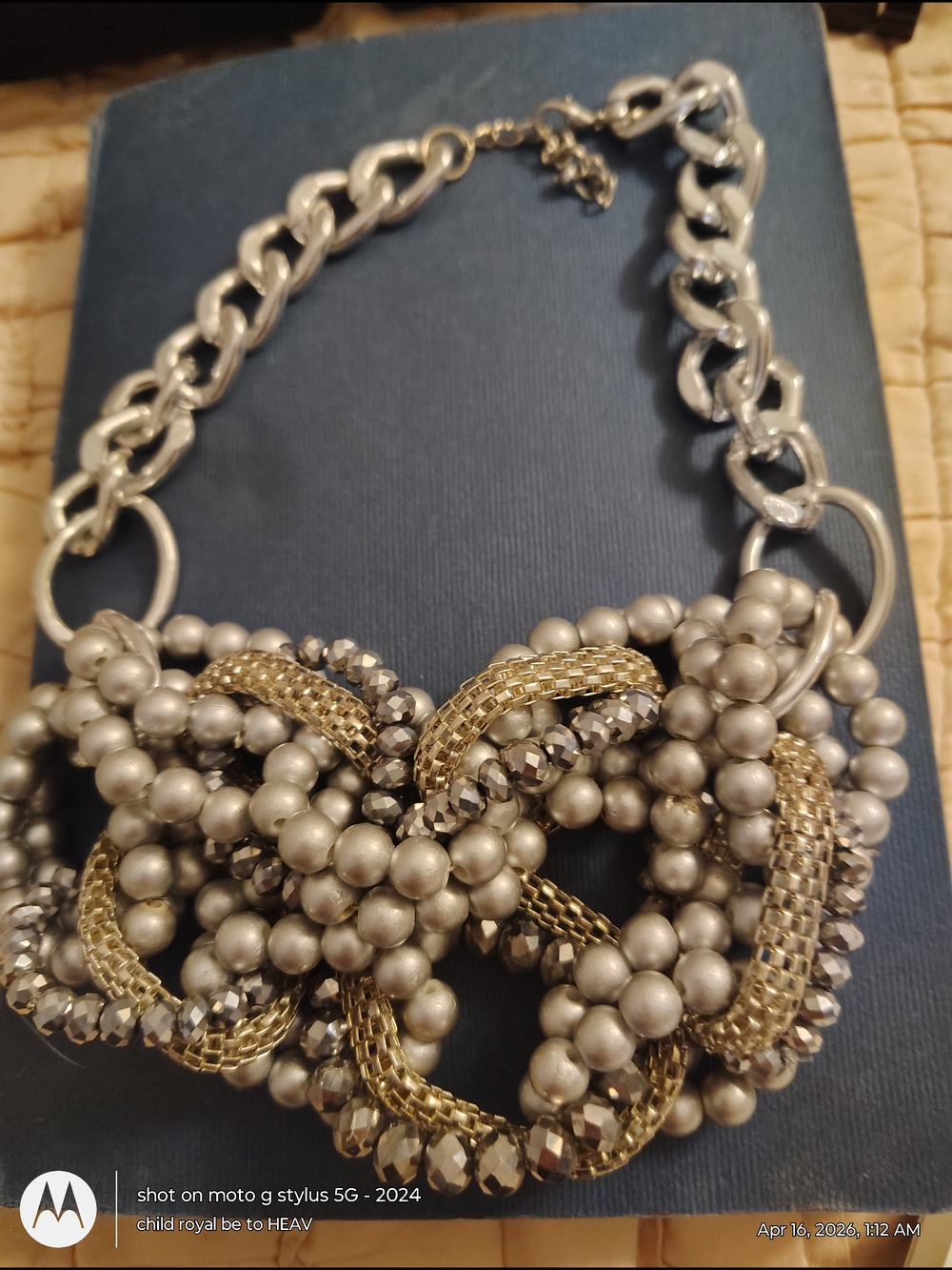Chunky Silver and Gold Statement Necklace - Women Jewelry